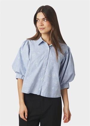 Etta flower stripe skjorte Light Blue Neo Noir
